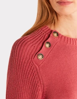 Warme katoenen trui met ronde hals - roze