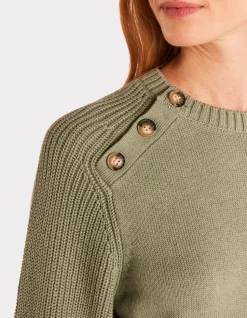 Warme katoenen trui met ronde hals - groen