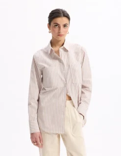 Wijd katoenen overhemd - beige