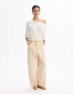 Wijde broek - beige