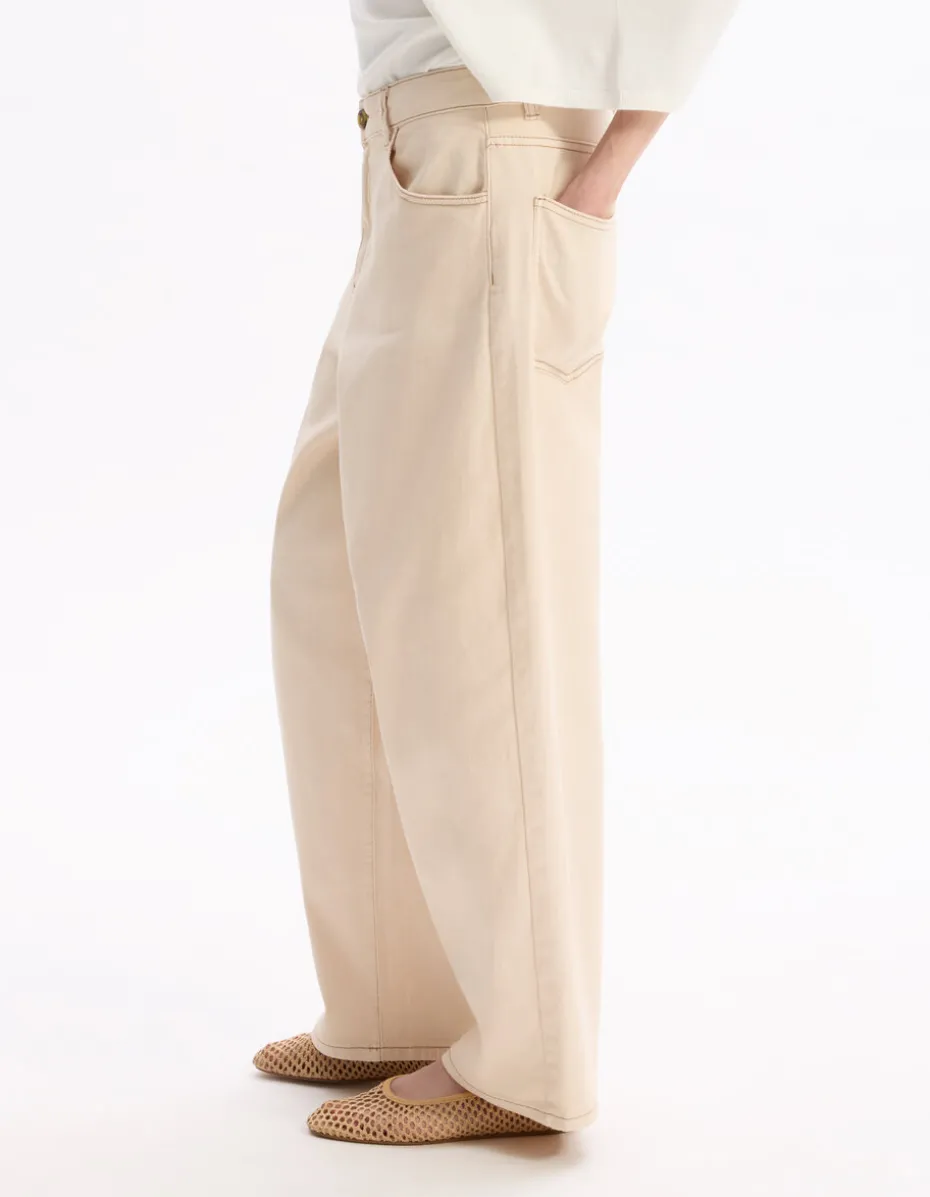 Wijde broek - beige
