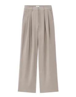 wijde broek hoge taille - beige