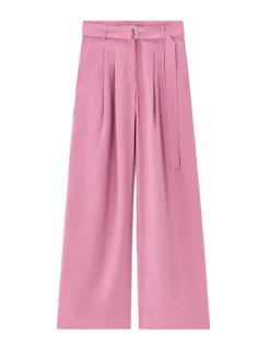 Wijde broek in katoenpopeline - roze