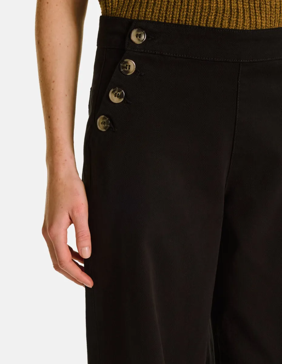 wijde broek met decoratieve knopen - zwart