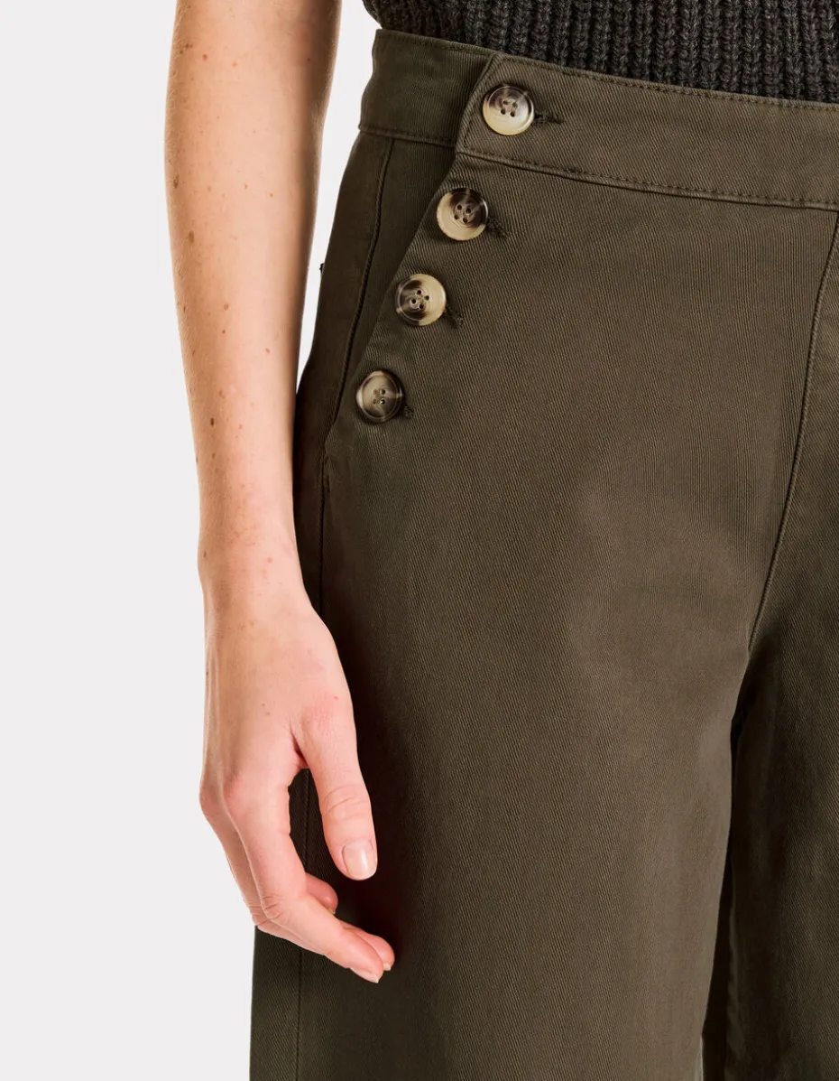 wijde broek met knoopjes - kaki