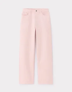 Wijde denim broek - roze