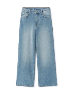 Wijde enkellange jeans - donkerblauw