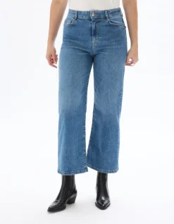 Wijde enkellange jeans - donkerblauw