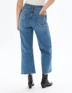Wijde enkellange jeans - donkerblauw