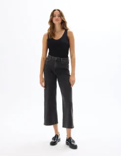 Wijde enkellange jeans - grijs