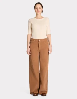 Wijde fluwelen broek - bruin
