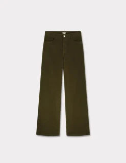 Wijde fluwelen broek - kaki