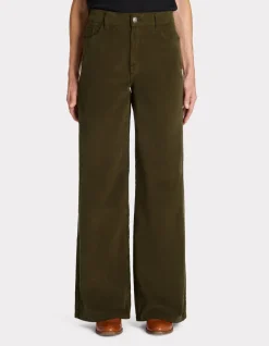 Wijde fluwelen broek - kaki