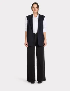 Wijde fluwelen broek - zwart