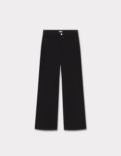 Wijde fluwelen broek - zwart