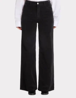 Wijde fluwelen broek - zwart
