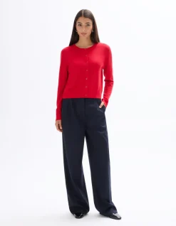 Wijde geplooide pantalon - marineblauw