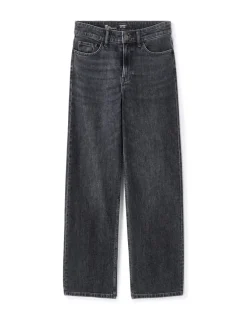Wijde jeans met hoge taille - donkergrijs