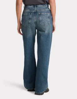 Wijde jeans met hoge taille - blauw