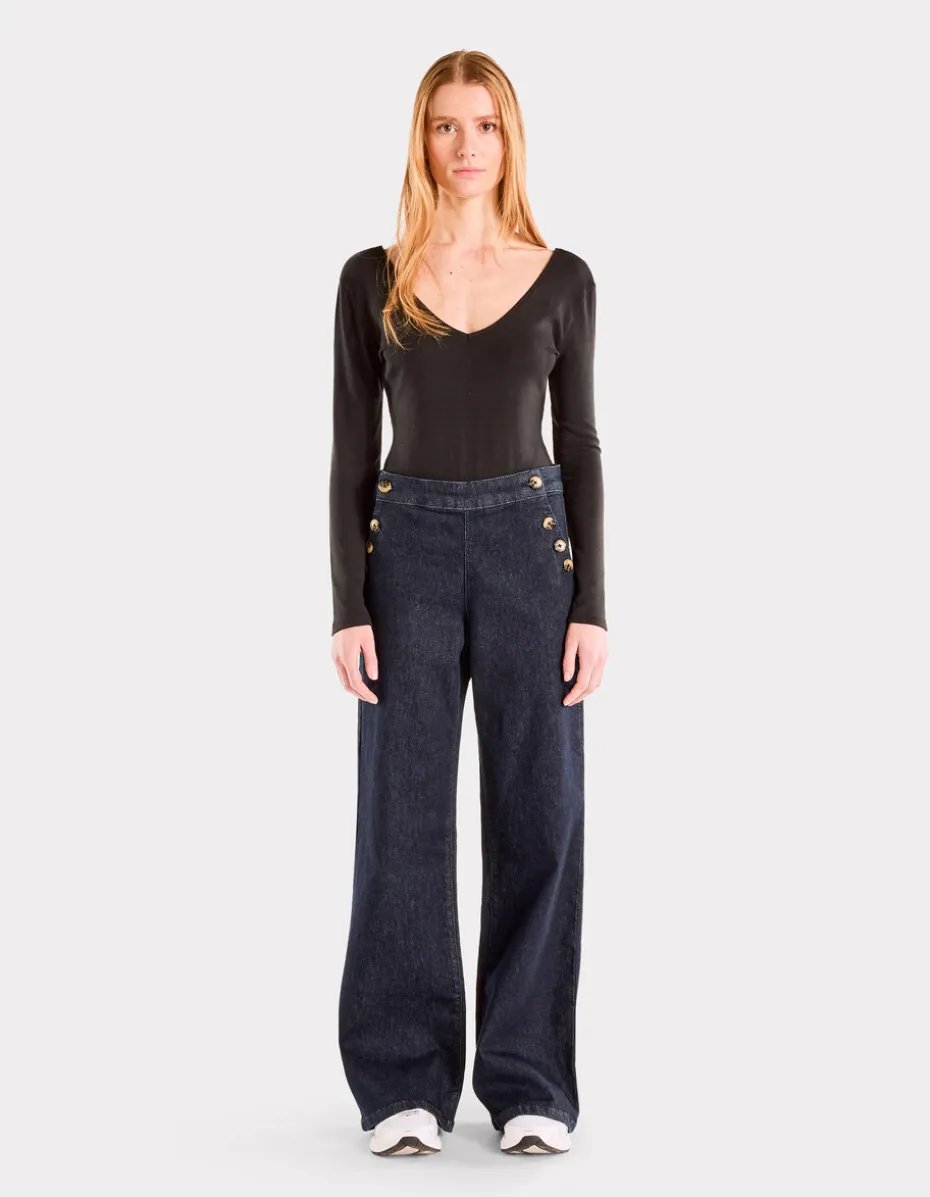 Wijde jeans met hoornen knopen - raw