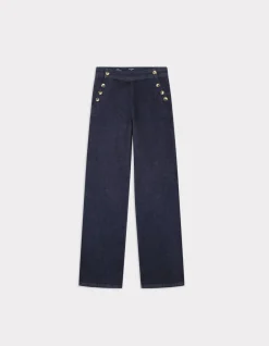 Wijde jeans met hoornen knopen - raw