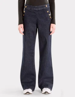 Wijde jeans met hoornen knopen - raw