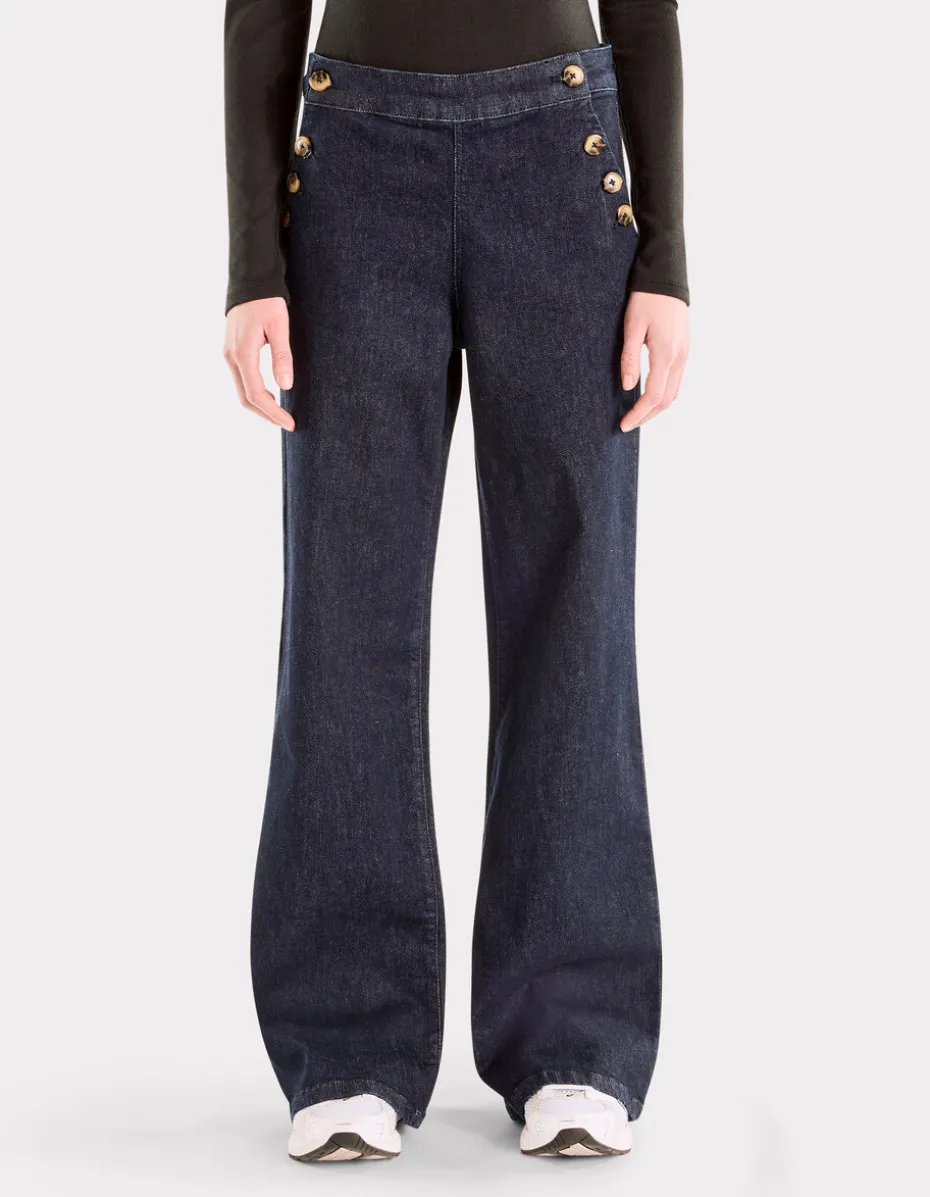 Wijde jeans met hoornen knopen - raw