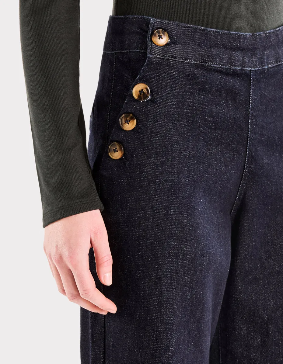 Wijde jeans met hoornen knopen - raw