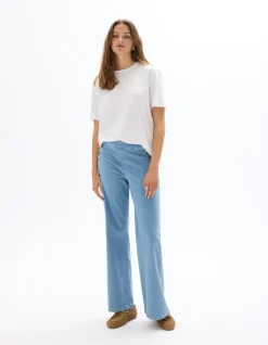 Wijde jeans met hoornen knopen - denim