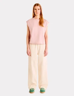 Wijde jeansbroek - beige
