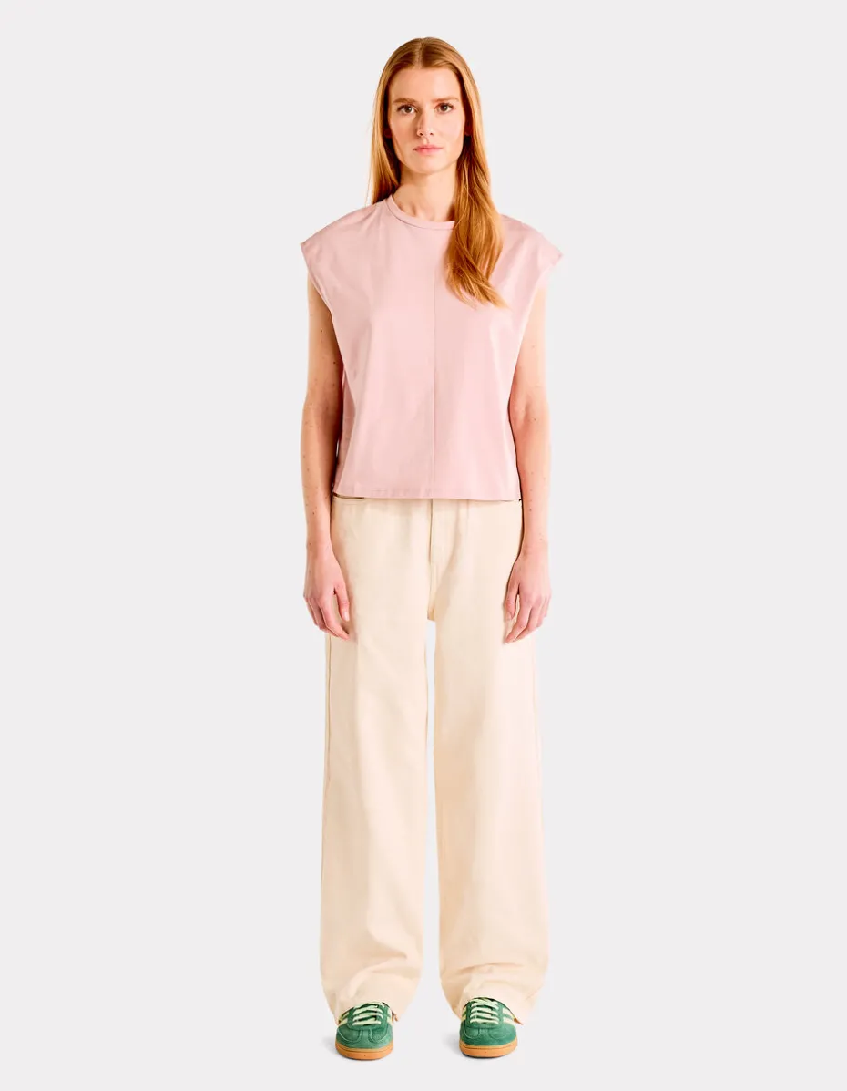 Wijde jeansbroek - beige