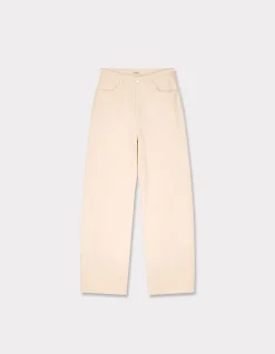 Wijde jeansbroek - beige