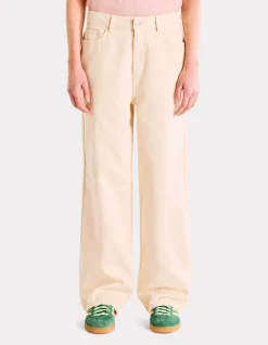 Wijde jeansbroek - beige