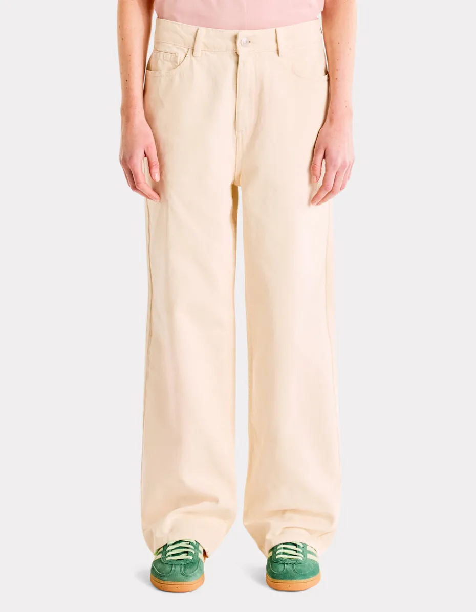 Wijde jeansbroek - beige