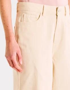 Wijde jeansbroek - beige