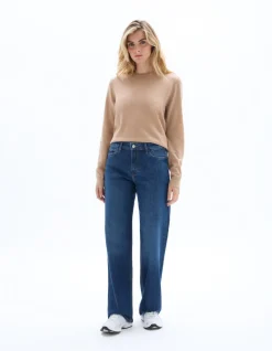 Wijde pijpen jeans hoge taille 3 lengtes - blauw