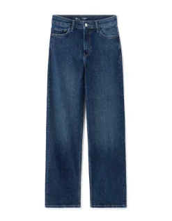 Wijde pijpen jeans hoge taille 3 lengtes - blauw