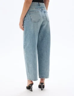 Wijde stonewashed jeans - blauw