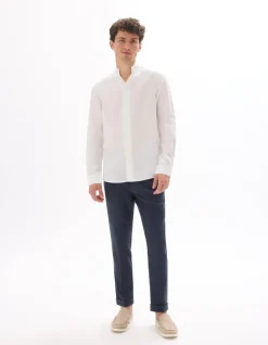 Wit regular fit overhemd met speciale kraag - 100% linnen