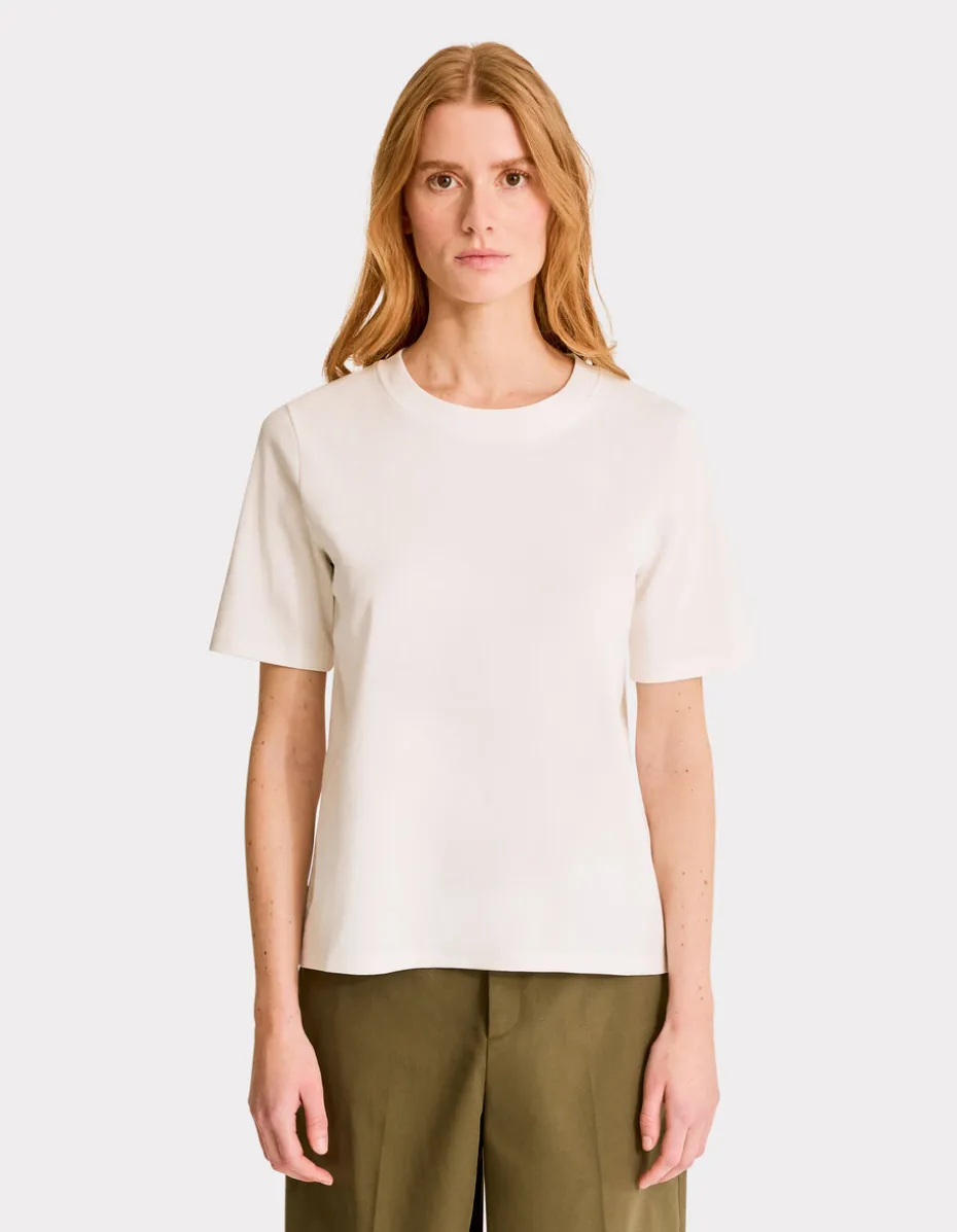 Zacht katoenen T-shirt met ronde hals - ecru