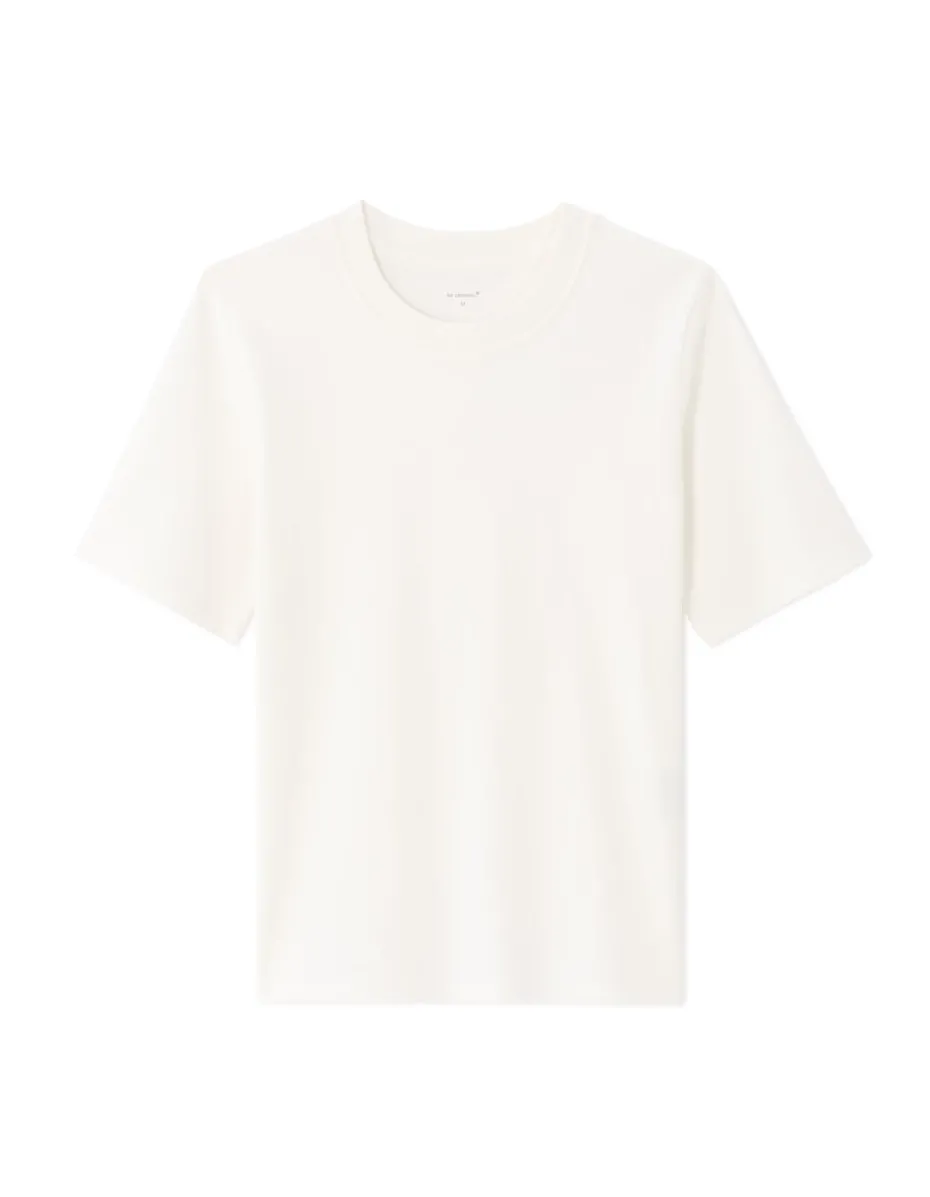 Zacht katoenen T-shirt met ronde hals - ecru
