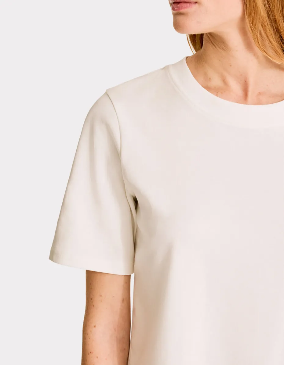 Zacht katoenen T-shirt met ronde hals - ecru