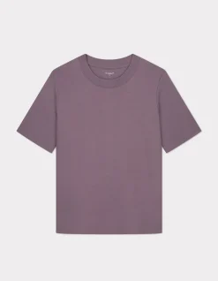 Zacht katoenen T-shirt met ronde hals - paars