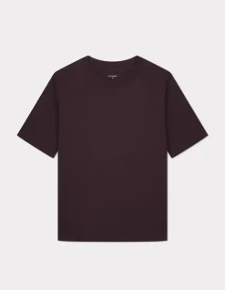 Zacht katoenen T-shirt met ronde hals - bordeauxrood