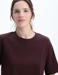 Zacht katoenen T-shirt met ronde hals - bordeauxrood