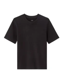 Zacht katoenen T-shirt met ronde hals - zwart