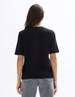 Zacht katoenen T-shirt met ronde hals - zwart