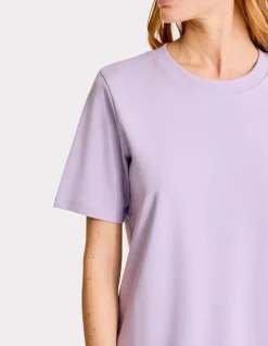 Zacht katoenen T-shirt met ronde hals - paars