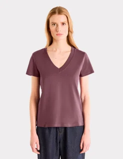 Zacht katoenen V-hals t-shirt - paars