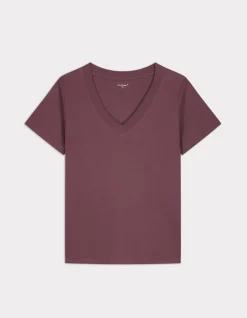 Zacht katoenen V-hals t-shirt - paars